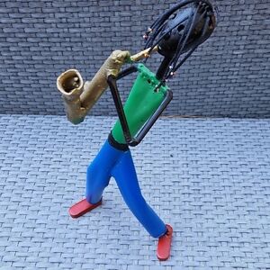 Vintage Colorful Metal Saxophonist Figurine